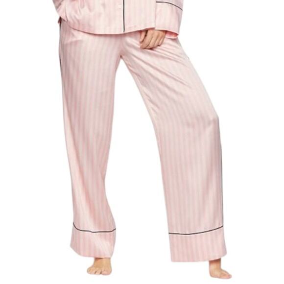 Victoria's Secret Satin PJ Pant Striped Pink L NWT - Picture 1 of 6